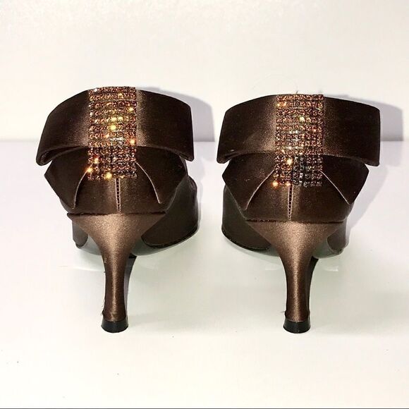 Stuart Weitzman Chocolate Brown Peeptoe Heels sz 5 - Picture 5 of 7